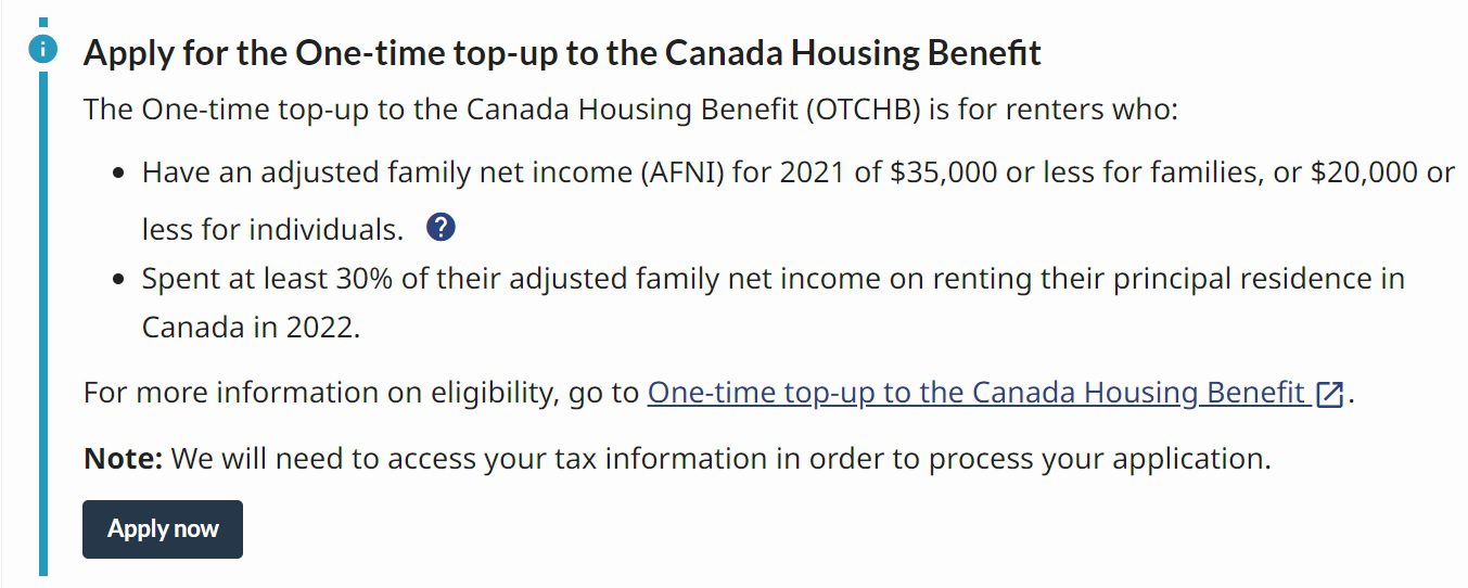 500 topup to the Canada Housing Benefit FinTech College