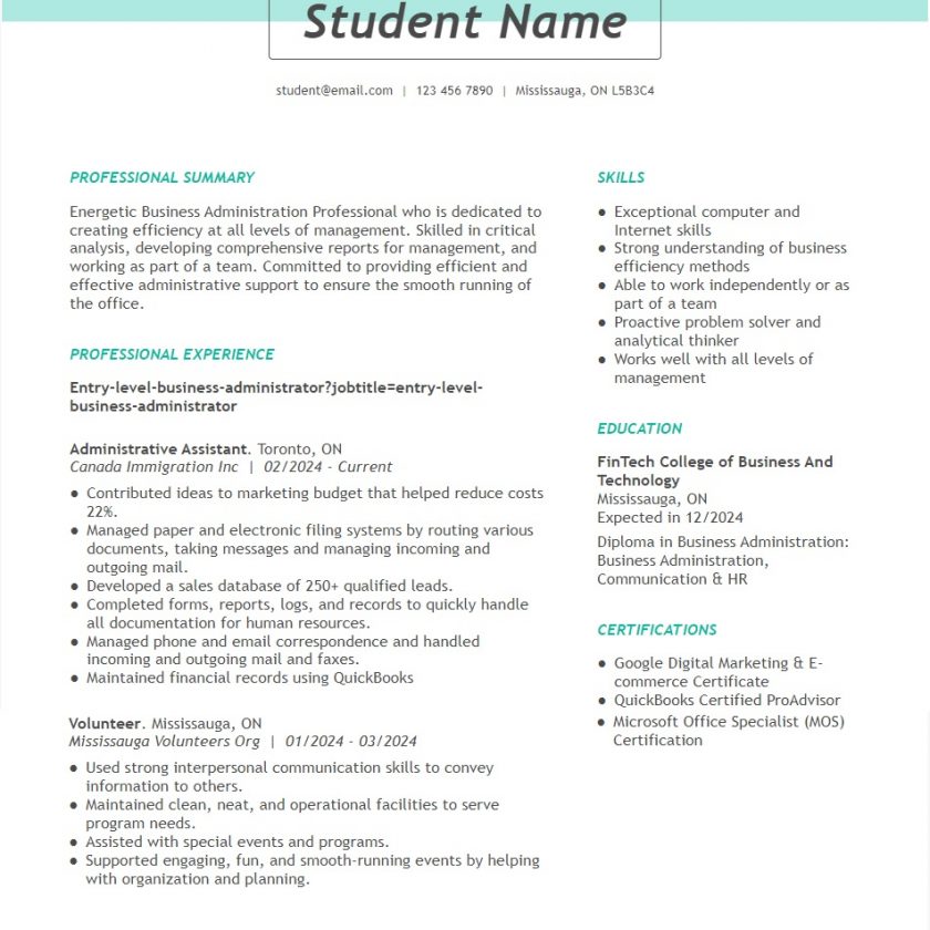 Entry Level Business Administrator1